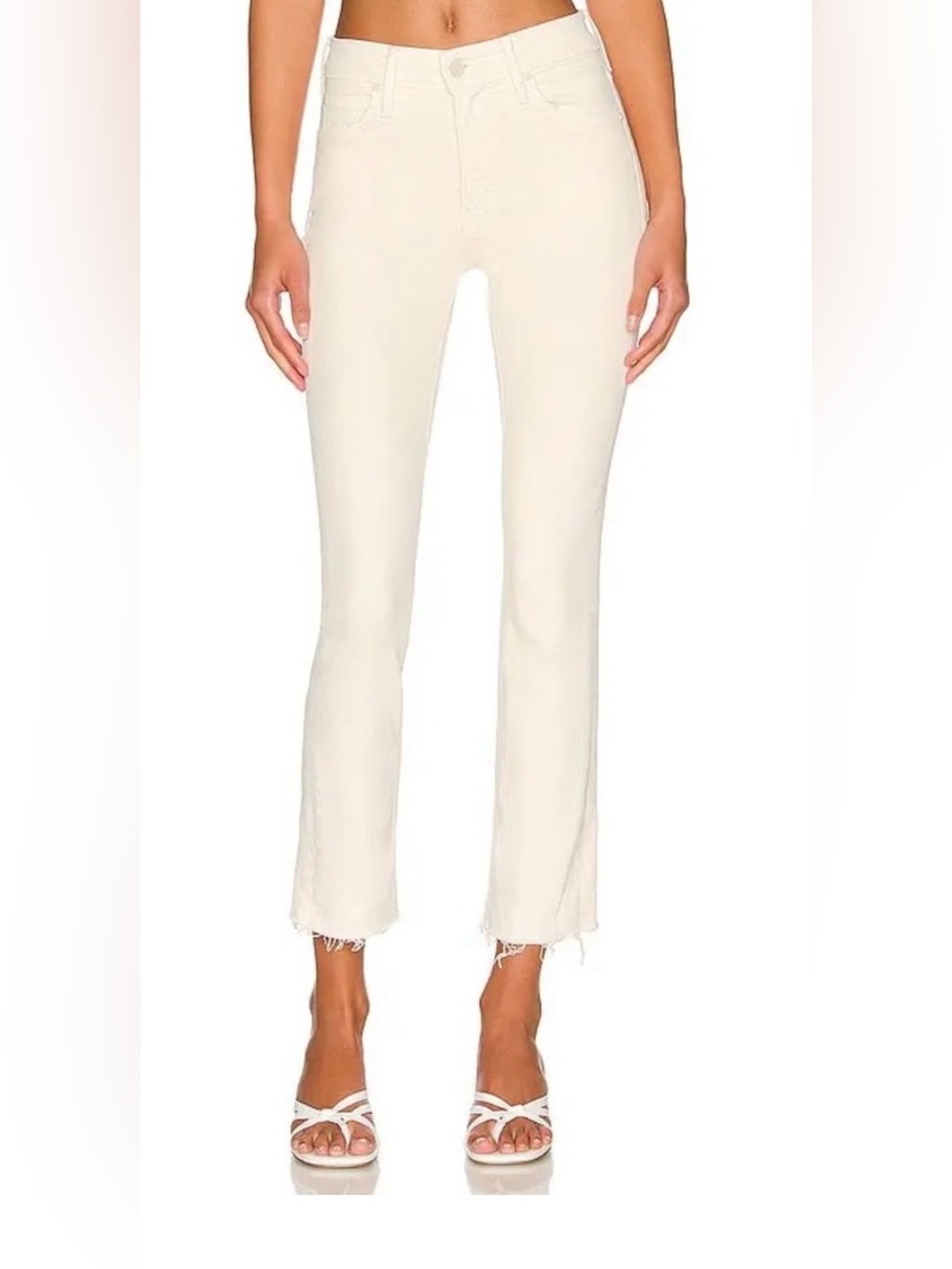 MOTHER Demin The Mid Rise Dazzler Crop Fray Cream Puff | Size 26
